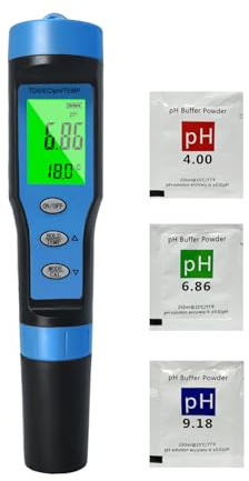 Ueomul pH Messgerät 4 IN 1 mit TDS EC Temperatur Multi-Parameter Pool pH Tester 0,01 Auflösung hohe Genauigkeit wasserdicht IP67 Wasserqualität Meter mit automatischer Temperaturkompensation