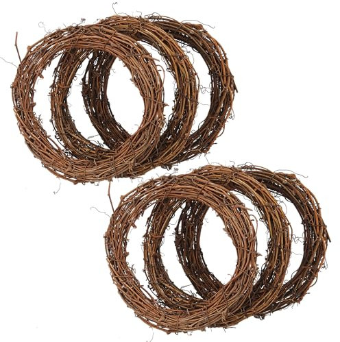 JIAYUET 6 PCS 20cm Natural Grapevine Wreaths, 8 Inch Vine Rattan Wreath Base for Door Window Decorations, Wedding Party