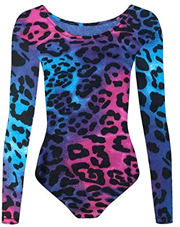 ANZEE Girl's Leotard Multi & Army Print Long Sleeve Gymnastic Leotard Stretch Microfiber Dance Bodysuit Top For Trendy Kids (Multi-9-10)