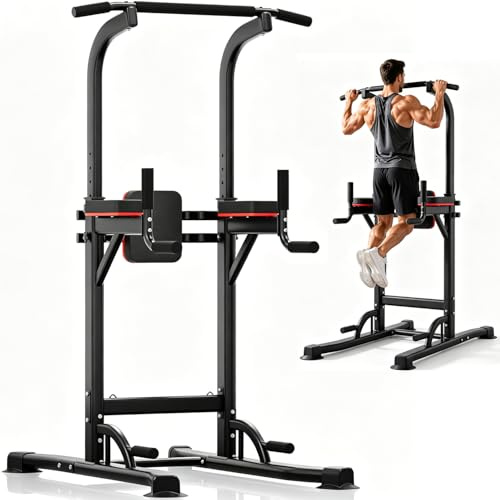 Joppoint Stazione per trazioni, regolabile multifunzione Power Tower Dip Bar Station Home Gym Allenamento della forza Attrezzatura per trazioni Push-up Dips (nero-classico).