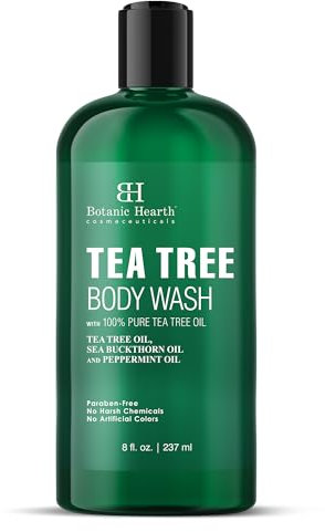 Botanic Hearth Gel douche à l'arbre à thé – 236,6 ml – Aide à apaiser les démangeaisons, la peau sèche, antifongique avec huile d'arbre à thé 100% pure, sans sulfate, sans paraben, pour homme et