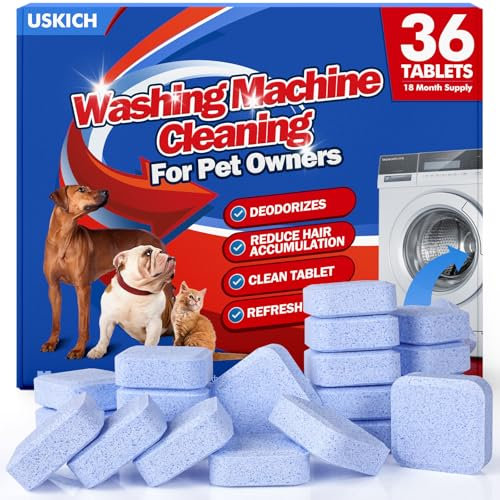 Washing Machine Cleaner - 36 Pack - 18 Month Supply Washing Machine Cleaning Tablets Formulated for Pet Owners, Easy Pet Hair Remover