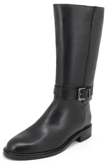 QUEEN HELENA Stivaletti in Pelle Stivali con Tacco Basso Casual Donna L-445 (Nero, Sistema Taglie Calzature EU, Adulto, Donna, Numero, Media, 38)
