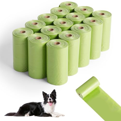 AiQInu 225 Pièces Sacs à Crottes pour Chiens, Extra Épais Sac Crottes Chien, Portable Sac Dejection Canine 22x30 cm, Épais et Résistants, pour Promenades et Voyages (15 Rouleaux, 15 par Rouleau)
