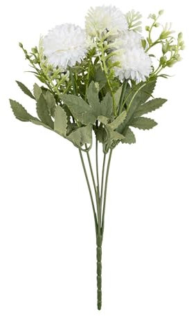 Ideen mit Herz Buisson de fleurs | Composition florale artificielle | Bouquet de fleurs | Dahlia en blanc 2 | Fleurs décoratives à longue tige | 5 fleurs Ø env. 4,5 cm
