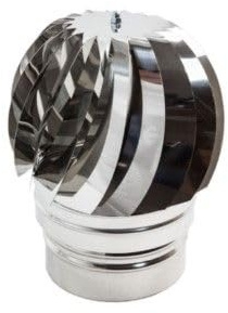 Comignolo a sfera girevole eolico in acciaio inox - Attacco Femmina - Diametro 200 mm