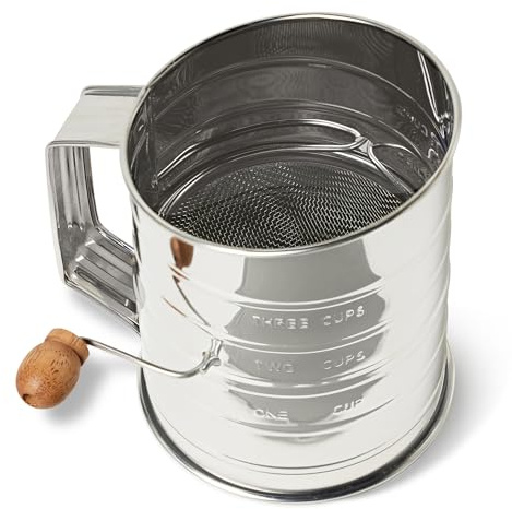 Amazon Basics Tamiz para Harina, Capacidad para 3 Tazas de Harina Fina o Gruesa, Apta para Lavavajillas