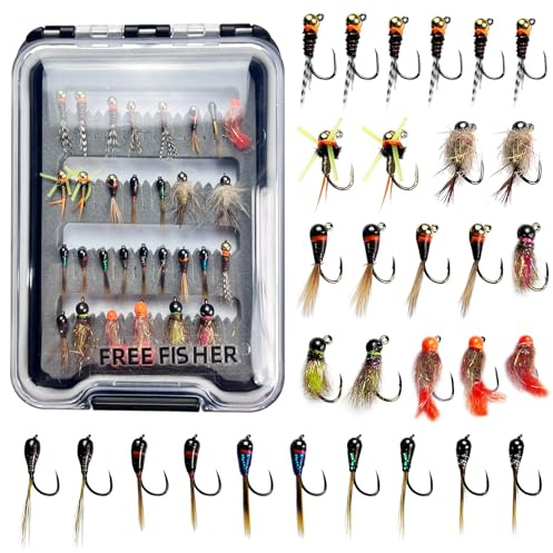 L PATTERN Set di 30/24 esche per pesca a mosca, per pesce persico, trota, esche artificiali in tungsteno, set da 30 pezzi