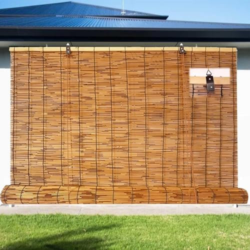 Retro Estores Bambu Persiana Enrollable Exterior con Filtrado de Luz, Anti-UV, Personalizable, para Patio Jardín Ventana Puerta