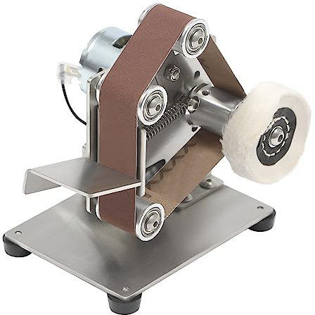 CHFUNE Mini lijadora de banda, 7 niveles, ajustable, 10 bandas de lijado, para metal, madera, artesanía, 150W, 10000rpm, 110-240V, 1.5kg, PW-620