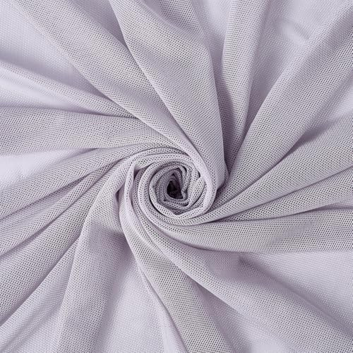 CABODYALS Tela de Malla Elástica Gris Claro de 1.65 m, Tul Suave, Telas Transparentes Lisas Por Metro, Mosquitera de Poliéster, Tela Elástica para Coser, Hacer Manualidades, Vestidos de Novia Y Acceso
