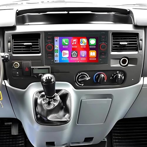 7-tums dubbel DIN radio för Ford Transit MK7 2007–2013 med skärm Bluetooth, 2+64G IPS pekskärm, bilradio med trådlös Carplay, Android bil, Navi WiFi backkamera FM/RDS spegellänk