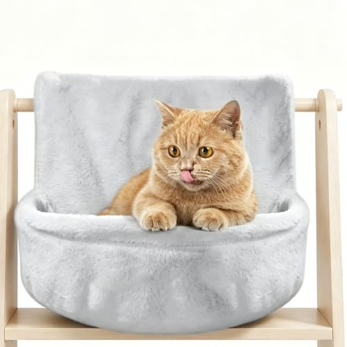 Gigoteuse pour radiateur pour chat, chaise longue chauffante pour chat avec housse en peluche douillette, lit chaud à suspendre avec crochet en métal pour tous les chauffages courants, hamac lavable