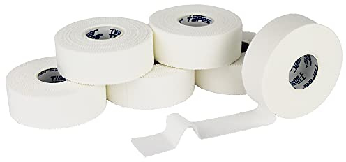 TIGERTAPES 6 Rolls Zinc Oxide Tape - 2.5cm x 13.7m | Sports Strapping Tape for Feet, Hands, Fingers and Wrists | Blister Prevention & Joint Support for Rugby, Football & Boxing | White