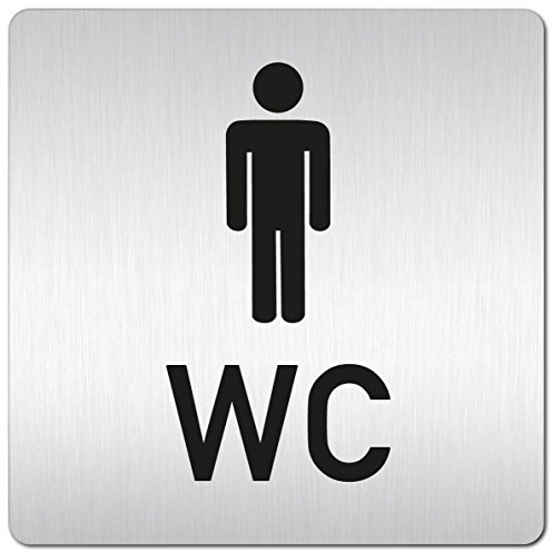 Türschilder24 XXL Schild - Türschild (B) • 125 x 125 mm • Herren Piktogramm + WC • 1,5 mm Aluminium Vollmaterial • 100% Made in Germany