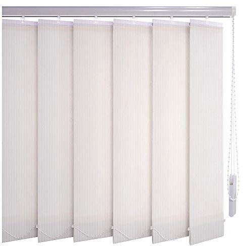 Sonnenschutz-HH® - Lamellenvorhang weiß Leinenoptik mit Streifen lichtdurchlässig - Breite 300 cm x 250 cm Höhe - Lamellenbreite 127mm Vertikaljalousie Vertikalanlage Schiebevorhang