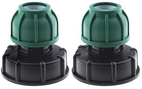 Create idea 2pcs Connecteur de Bouchon Réservoir IBC Raccord de Tuyau Droit MDPE S60x6 pour Agriculture Jardinage Pelouse 25mm Filetage Grossier
