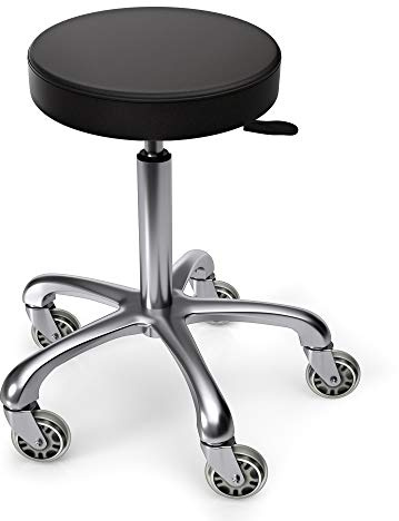 TASALON Tabouret roulant pivotant à roulettes réglable Noir