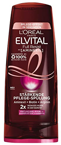 L'Oréal Paris Conditioner gegen Haarausfall durch Haarbruch, Für kraftloses, brüchiges Haar, Mit Biotin, Provitamin B5 und Arginin, Elvital Full Resist Power Booster Spülung, 1 x 250 ml