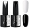 VENALISA UV Nagellack Weiß&Schwarze Gellack Nagellack Gel für UV Nagellampe Langlebige Maniküre Nagelgellack Soak Off Nail Gel Polish dark BLACK 15ml