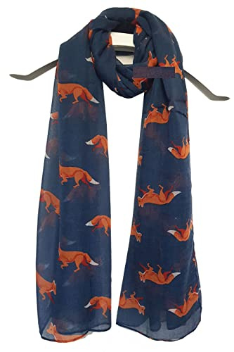 GFM® Women's Fox Foxes Print Scarf-Long (180x90cm) Lightweight Oversize Soft Ladies Wrap Shawl -Spring Summer All Season - Gift For Her