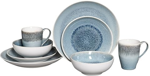CreaTable, 25857, Caldera-serien, isblå, porslinsset, kombiservis, 8 delar