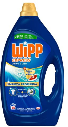 WIPP EXPRESS Detergente Líquido Limpio y Liso para lavadora (55 lavados), para una limpieza profunda