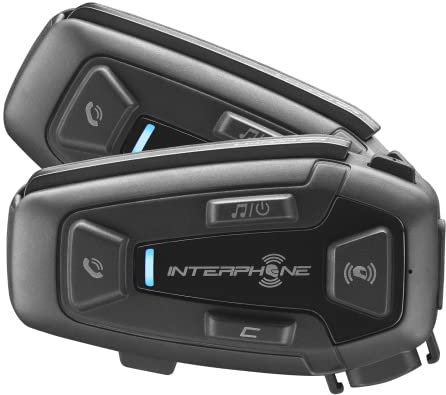 INTERPHONE UCOM8R - Doppio - Interfono Moto con Comunicazione Mesh 2.0, Fino a 24 Piloti, Distanza 1,6 Km, Autonomia 18 ore, Compatibile TFT e GPS, Impermeabile, Speaker HD 40mm