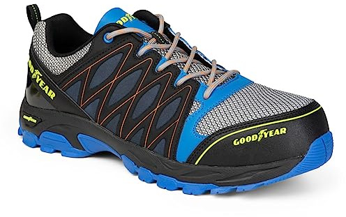 Goodyear Men’s Safety Shoes S1P SRA HRO Safety Rated Workwear Metal Free Lightweight Breathable Comfortable Work Trainers (Blue/Black, 12 UK)
