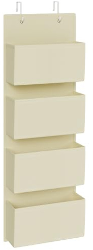 SONGMICS Hängeorganizer mit 4 Taschen, Hängeregal, Kleiderschrank-Organizer, Hängeaufbewahrung, Tür-Organizer, Schlafzimmer Wohnzimmer, 12 x 33,5 x 100 cm, beige RDH004Y01
