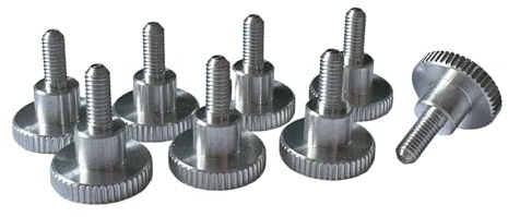PrecisionGeek® M4 × 10 mm Knurled Screws DIN 464 – Aluminium Natural – Flanged Head – Ø16 mm Large Grip – Thumb Screws for Machinery, Fixtures & Enclosures – Set of 8