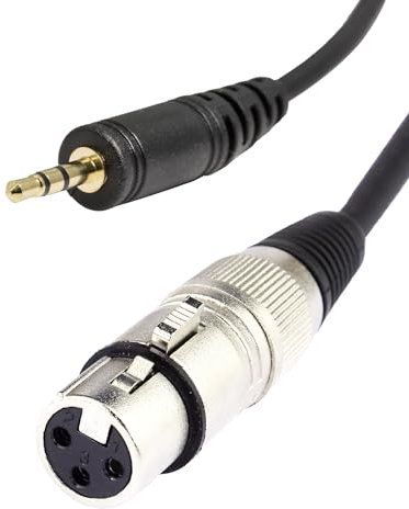 Pipestation XLR to 3.5mm Jack Cable 1m | Microphone, Speaker Cable – Mic Aux Lead | 1/8 inch Aux Stereo to XLR Male Adapter Microphone Cord (1 Metre)