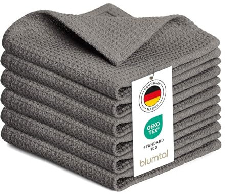 Blumtal® Geschirrtücher 30x30 cm - 10er Set aus 100% Baumwolle - Waschbar bei 60 °C - Grau