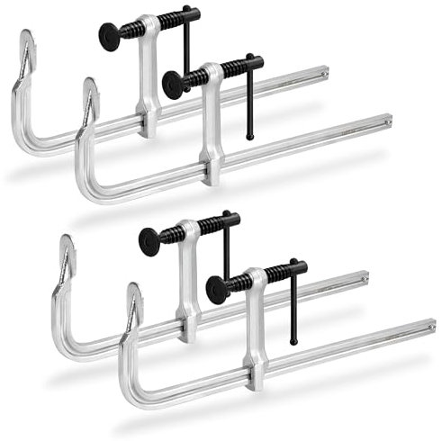 KRETLAW Juego de 4 sargentos tipo F de apriete, 300 mm, acero forjado, fuerza de sujeción 204 kg, sargentos carpintero ideales para soldadura y trabajos de carpintería