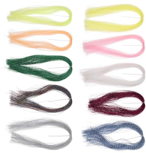 ECSiNG 10 Kits de Montage de Mouches en Cristal Flash Kit de Montage de Mouches de Pêche Kit de Montage de Gabarit en Spirale pour La Pêche en Plein Air - Accessoire de Bricolage 10 Couleurs