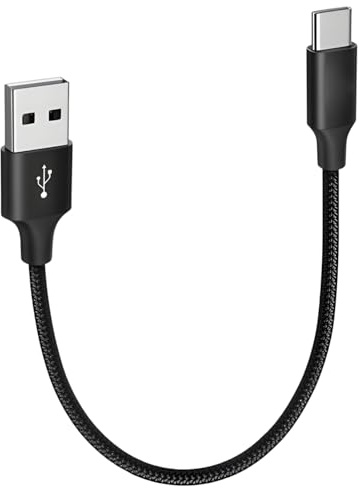 ZEPHY Short USB C Cable [0.25m/25cm], USB to USB C Charger Cable Short, 3A Fast Charging Phone Lead for Samsung Galaxy S23 S22 S21 S20 Plus, A14 A54 A15 A53, Car Charger, Android Auto -Black