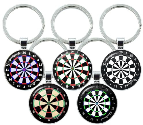 HOPEYMY26 5 st darttavla, nyckelring, dart dekoration, dart tillbehör, presenter till dartspelare, dartpresenter för män, dart nyckelring perfekt för någon som älskar dart, Se bild, 2,5*6cm