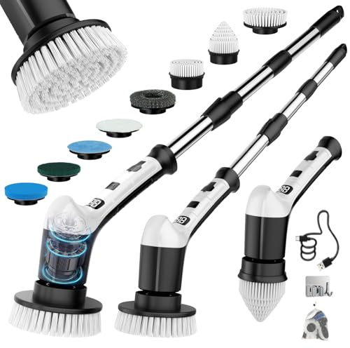 Electric Spin Scrubber, Cordless Power Shower Cleaning Brush for Bathroom