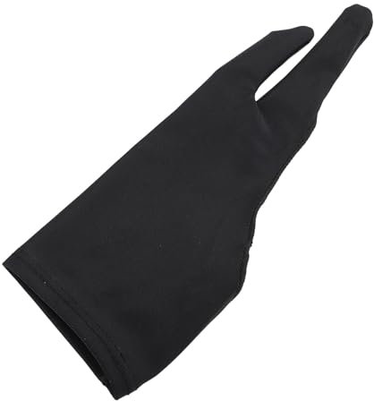 PUNELE Guantes de arte, 2 dedos -Dibujo Guante para Arte Digital, Gráfico Guantes de Tablet Negro, Mano Derecha e Izquierda, Elasticidad Suave, Transpirable (S)