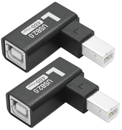 Riertostng Adattatore per stampante USB 2.0 a 90 gradi, angolo sinistro, USB tipo B