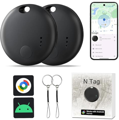 Air Tracker Tags for Android,Bluetooth Tracker Tags-2pack,Luggage Tracker Tags Works with Google's Find Hub Device App,Smart Tracking Tag for Keys,Suitcase,Backpack,Wallet