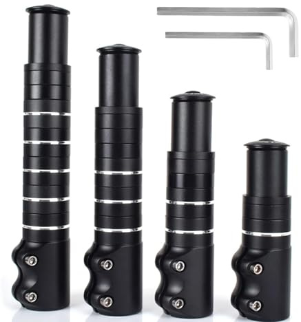 Aartner Cykelstyre förlängning x 2,86 cm/28,6 mm, cykelstyre höjning av aluminium, höjd 85–175 mm, justerbar höjd styrstam, justerbart cykelstyre, upphöjningssats (150 mm)