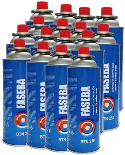 16 Unidades de Cartucho de Gas para Camping CP250 227 g con sistema de seguridad. Ideal para cocinas portátiles, sopletes, hornillos quemadores. bombona camping gas portátil, cartucho camping gas.