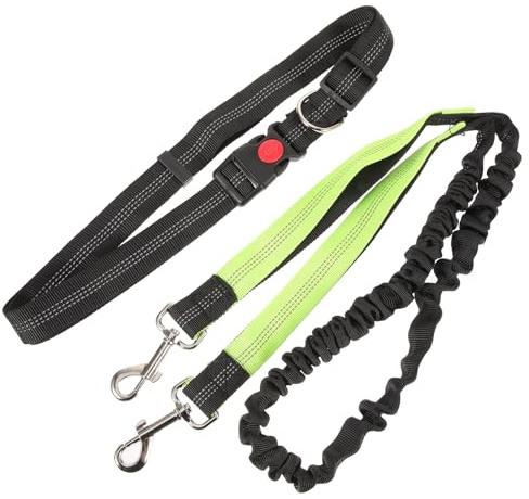 Lurrose Retractable Dog Leash for Medium Dogs with Adjustable Waist Belt and Reflective Stitching, Hands Free Polyester Jogging Leash for Evening and Early Morning Walks