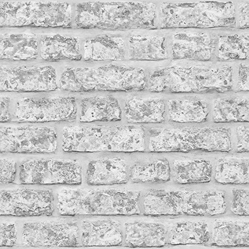 Arthouse Rustic Brick Grey Wallpaper - Realistic Effect - Weathered & Rustic Feel - On-Trend Contemporary Loft Look - Photographic Style Stunning Design Detail - Appears Textured but Smooth - 889606