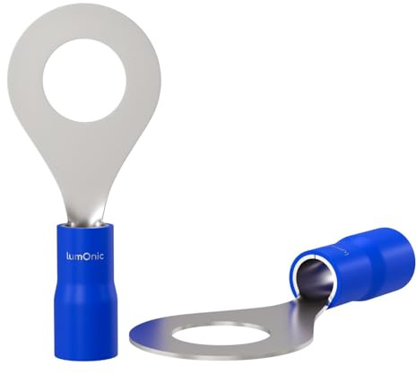 Lumonic 25x Capocorda ad anello 1,5-2,5mm² Parzialmente isolato | M6 | Rame stagnato | Collegamento sicuro del cavo senza saldature | Set, capocorda a crimpare, connettore a crimpare, occhiello ad ane