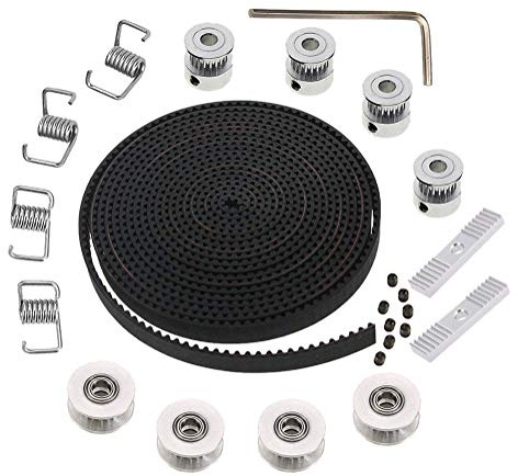 KeeYees 5M GT2 Timing Belt 6mm Width + 20 Teeth 5mm Bore Belt Pulley Wheel + Idler + Tensioner Spring Torsion + Gear Clamp Mount Block with Allen Wrench for 3D Printer RepRap