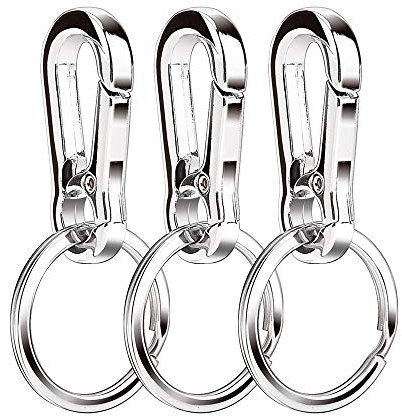 MINGZE Metal Keyring Key Holder Keychain, Quick Release Detachable Key Rings, Heavy Duty Stainless Steel Key-Clips,3PCS