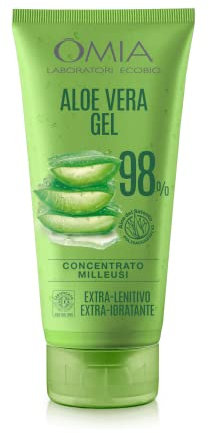 Omia - Gel Eco Bio con Aloe Vera del Salento al 98%, Gel Idratante, Lenitivo e Rinfrescante, Ideale per Pelli Secche, Non Unge, Dermatologicamente Testato - Flacone da 150 ml