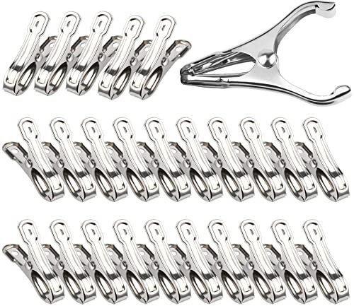 JULMELON 25 Pcs Greenhouse Clips,Stainless Steel Greenhouse Clamps,Heavy Duty Garden Clips with Large Open Strong Grip for Fixing Netting Cover Film,Season Plant Support Clips